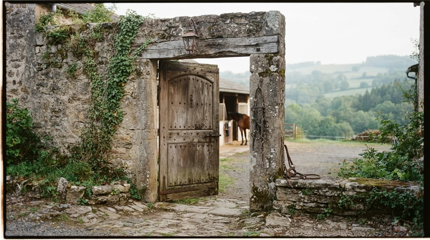 Entrée du élavage des Auvergnes de Villemonteix, centre équestre à Bromont-Lamothe