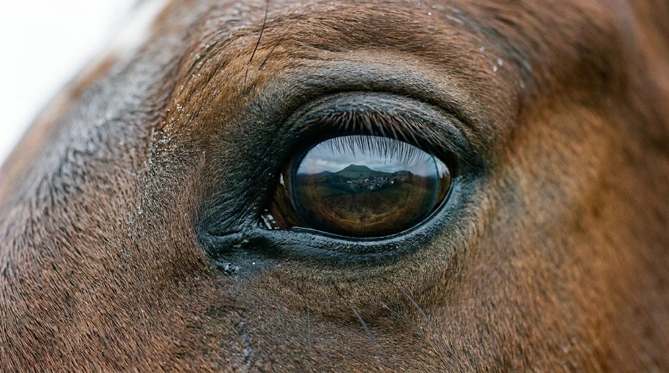 Un regard de cheval au élavage des Auvergnes de Villemonteix, Bromont-Lamothe